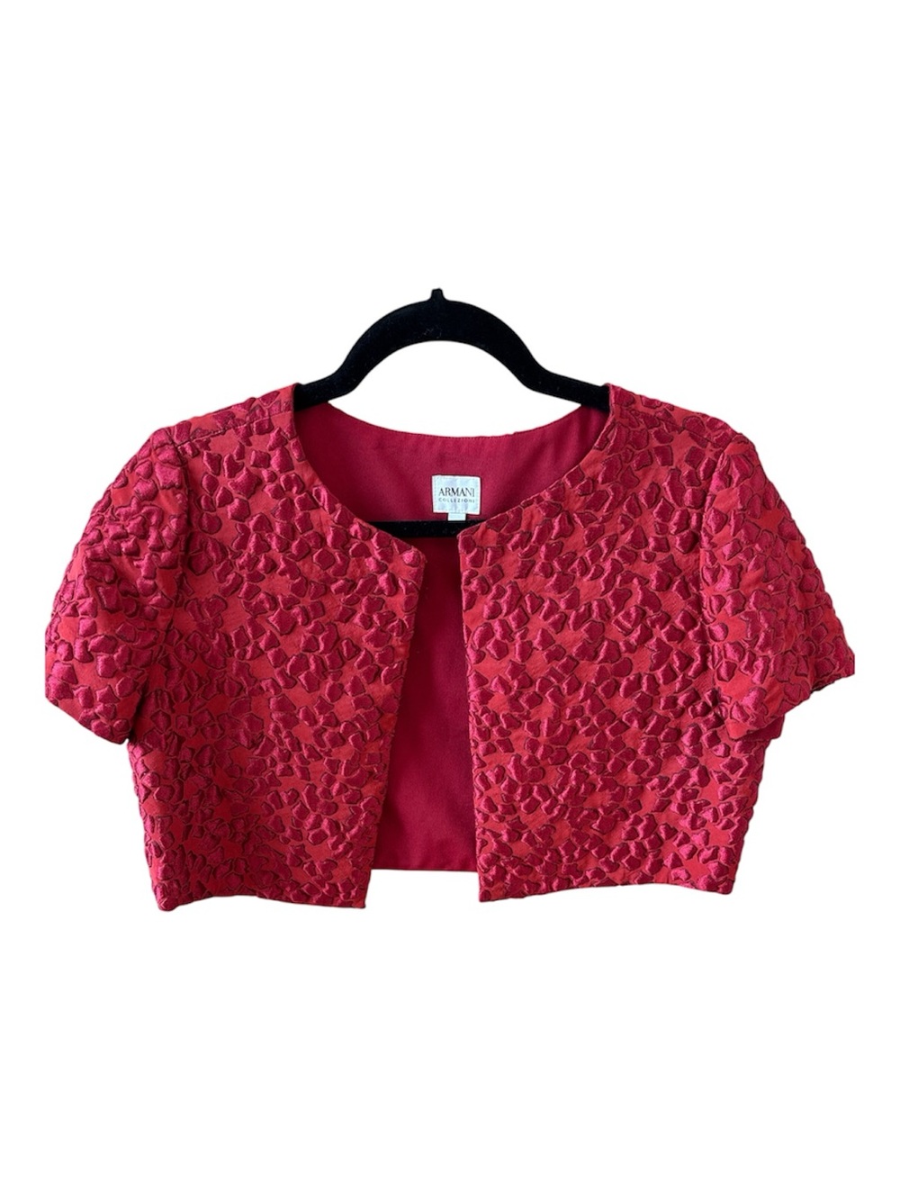 Armani Collezioni Raspberry Lace Cropped Bolero